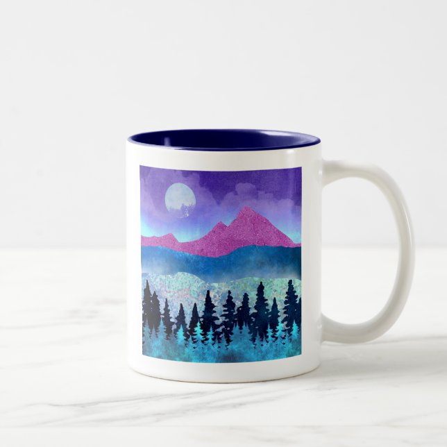 Amethyst Mist Mountains Two-Tone Coffee Mug (Right)
