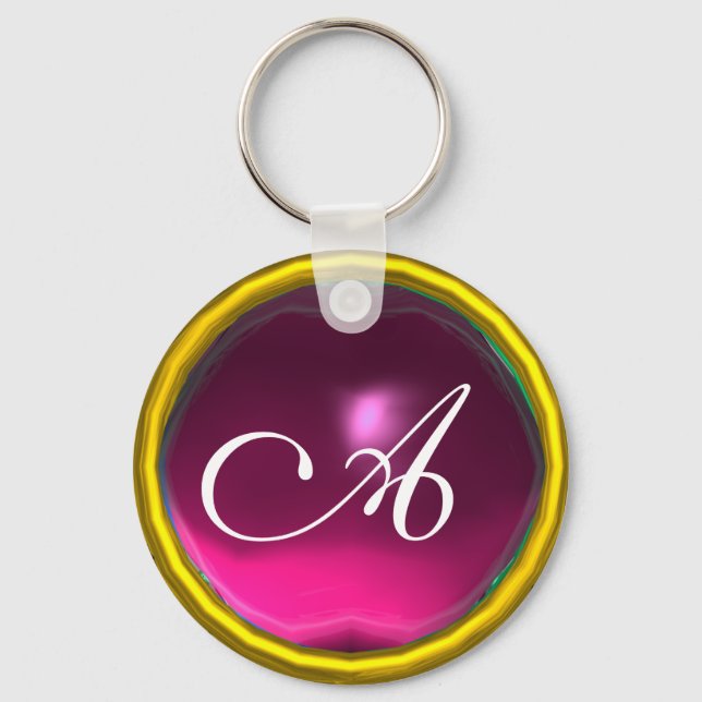 AMETHYST  MONOGRAM ,pink  yellow Key Ring (Front)