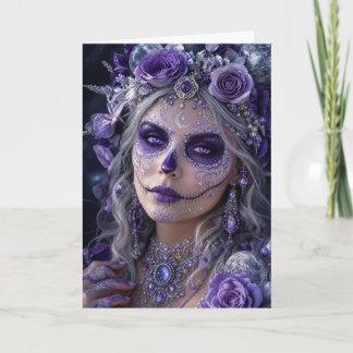 Amethyst Moon Calavera – Purple Day of the Dead Card