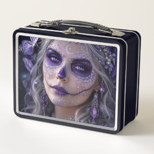 Amethyst Moon Calavera – Purple Day of the Dead Metal Lunch Box
