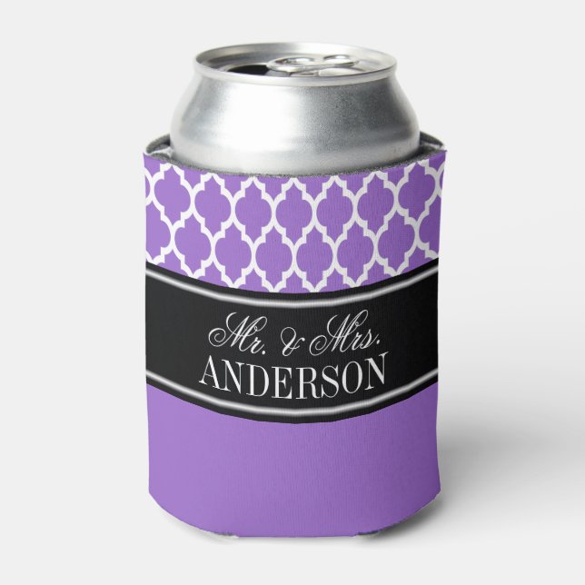 Amethyst Moroccan #4 CB Black Name Wedding Can Cooler (Can Front)