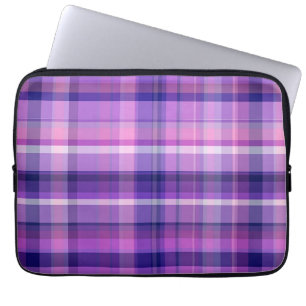 Amethyst Navy Blue Cotton Candy Pink Madras Laptop Sleeve
