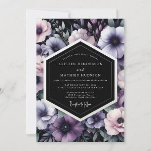Amethyst Noir Bloom Wedding Invitation