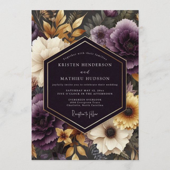 Amethyst Ochre Baroque Wedding Invitation (Front)