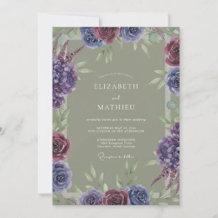 Amethyst Olive Painted Wedding Invitation