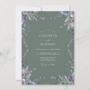 Amethyst Olive Wildflower Wedding Invitation