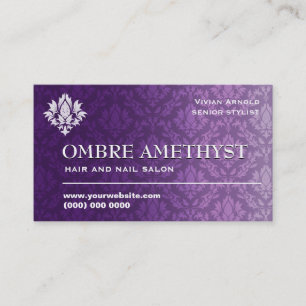 Amethyst Ombre Damask Business Card