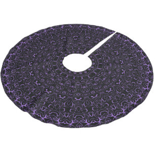 Amethyst on Black Mandala Kaleidoscope Medallion Brushed Polyester Tree Skirt