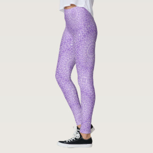 Amethyst on White Mandala Kaleidoscope Medallion Leggings