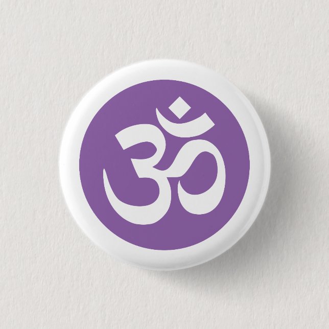 Amethyst Orchid and White Om Symbol Badge (Front)