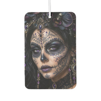 Amethyst Orchid Calavera – Gothic Sugar Skull Car Air Freshener