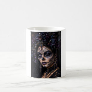 Amethyst Orchid Calavera – Gothic Sugar Skull Coffee Mug