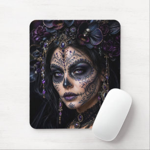 Amethyst Orchid Calavera – Gothic Sugar Skull Mouse Mat