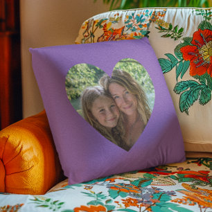 Amethyst Orchid Heart Shape Photo Cushion