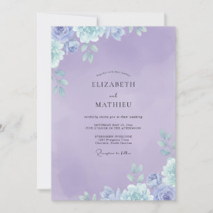 Amethyst Painted Foliage Wedding Invitation