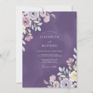 Amethyst Painted Wildflower Wedding Invitation