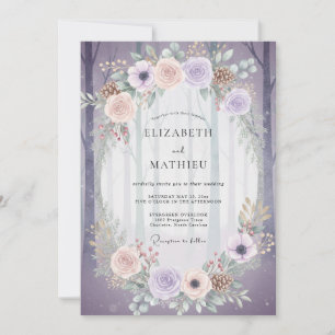 Amethyst Peach Ranunculus Sage Wedding Invitation