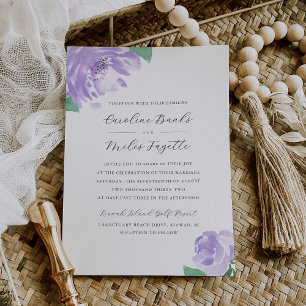 Amethyst Peony Lavender Floral Wedding Invitation
