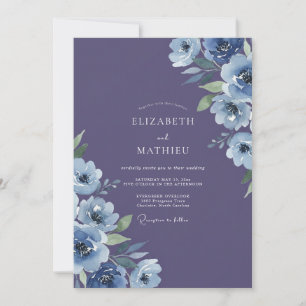 Amethyst Periwinkle Blossom Wedding Invitation
