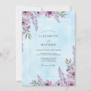 Amethyst Periwinkle Wisteria Wedding Invitation