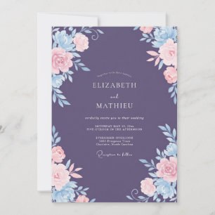 Amethyst Pink Azure Peony Wedding Invitation