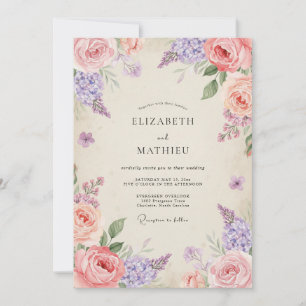 Amethyst Pink Bloom Wedding Invitation