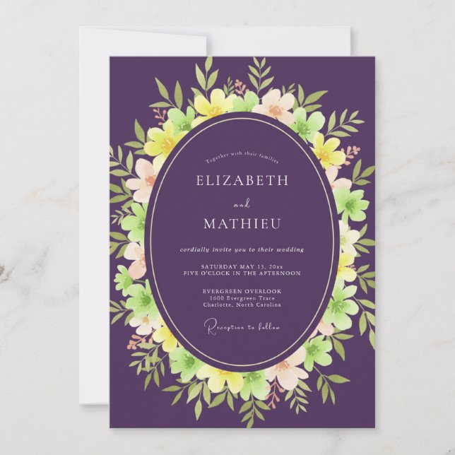 Amethyst Pink Foliage Eucalyptus Wedding Invitation (Front)