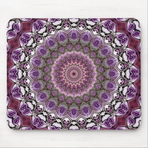 Amethyst Pink Kaleidoscope Mandala Pattern Mouse Mat