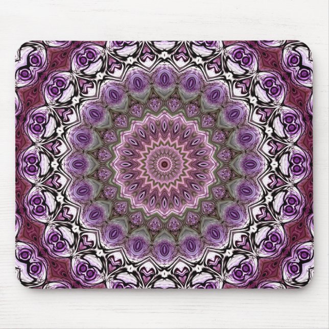Amethyst Pink Kaleidoscope Mandala Pattern Mouse Mat (Front)