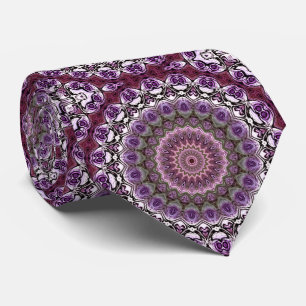 Amethyst Pink Kaleidoscope Mandala Pattern Tie