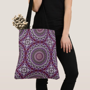 Amethyst Pink Kaleidoscope Mandala Pattern Tote Bag