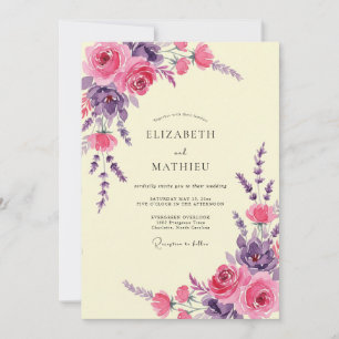 Amethyst Pink Peony Wedding Invitation