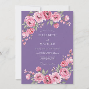 Amethyst Pink Watercolor Floral Wedding Invitation