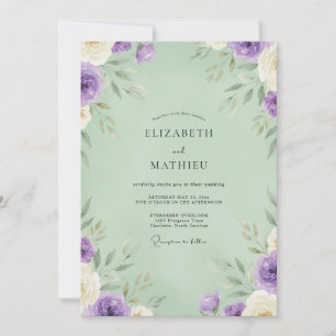 Amethyst Pistachio Foliage Eucalyptus Wedding Invitation