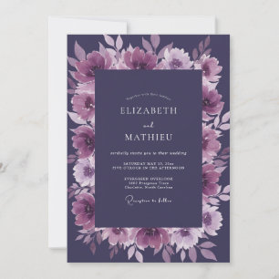 Amethyst Plum Peony Wedding Invitation