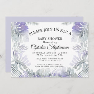 Amethyst Plum Teal  Botanical Watercolor Shower Invitation