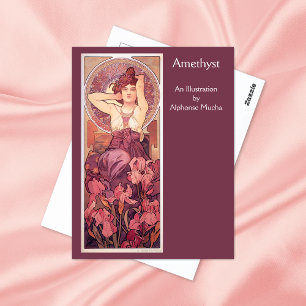 Amethyst Precious Stones Alphonse Mucha Postcard