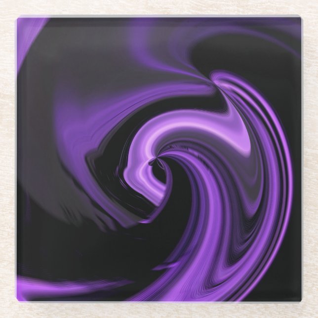 Amethyst Purple Abstract Heart  Glass Coaster (Front)