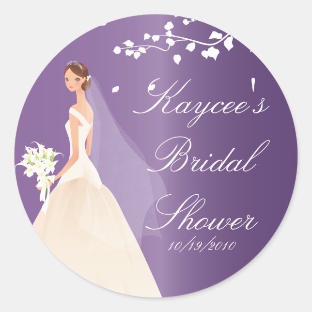 Amethyst Purple Bride Bridal Shower Sticker (Front)