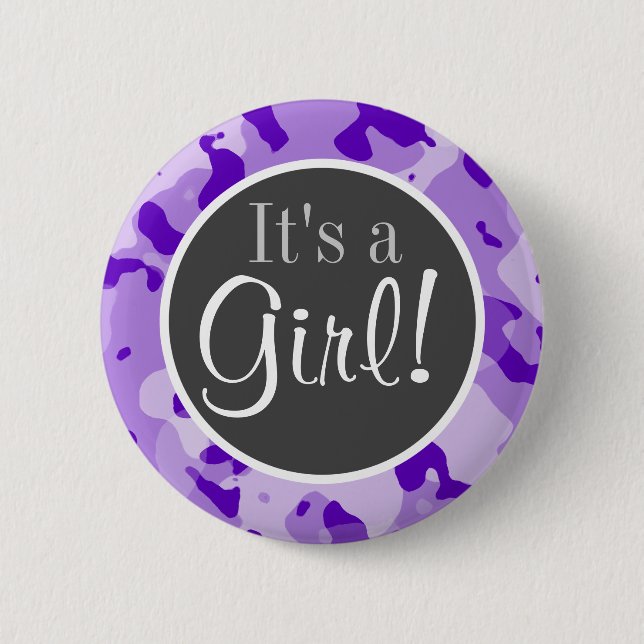 Amethyst Purple Camo; Camouflage 6 Cm Round Badge (Front)