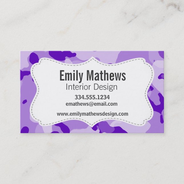 Amethyst Purple Camo; Camouflage Business Card (Front)