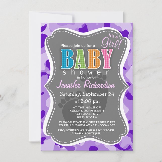 Amethyst Purple Camo; Camouflage Invitation (Front)