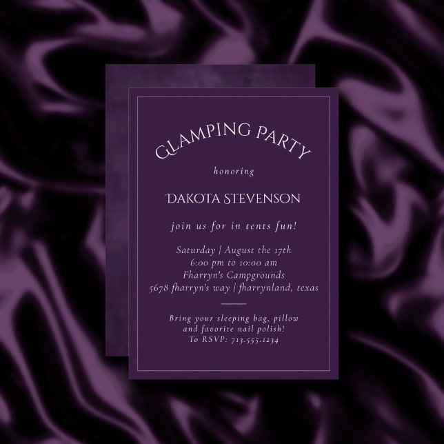 Amethyst Purple | Dark Watercolor Violet Glamping Invitation (Creator Uploaded)
