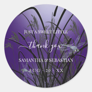 Amethyst Purple Dragonflies Thank You Classic Round Sticker