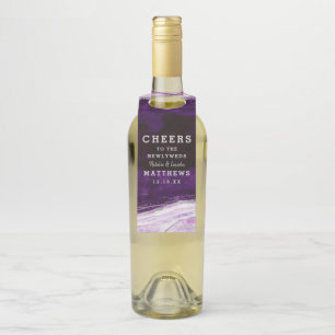 Amethyst Purple Geode Wedding Cheers & Thank You Bottle Tag