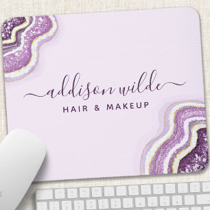 Amethyst Purple Glitter Agate Geode Luxe Chic Mouse Mat