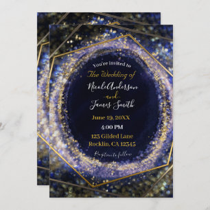 Amethyst Purple Gold Modern Abstract Glam Wedding Invitation