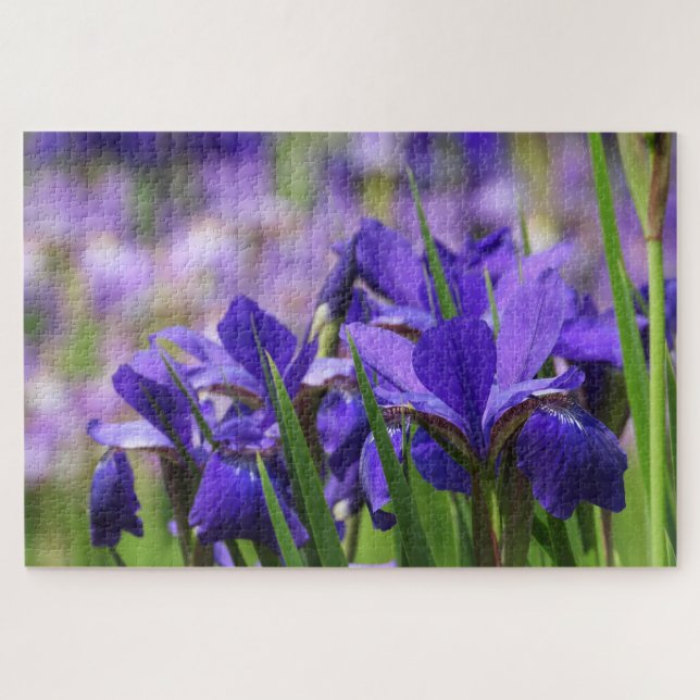 Amethyst Purple Irises Floral Garden Jigsaw Puzzle (Horizontal)