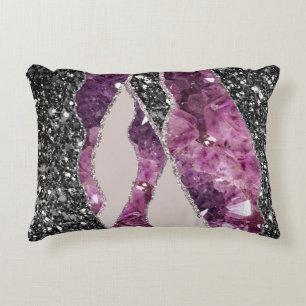 Amethyst Purple Luxury Elegant Liquid Texture  Decorative Cushion