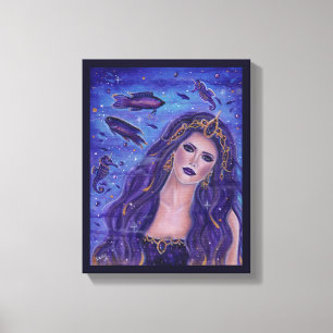 Amethyst purple mermaid art by Renee L. Lavoie Canvas Print